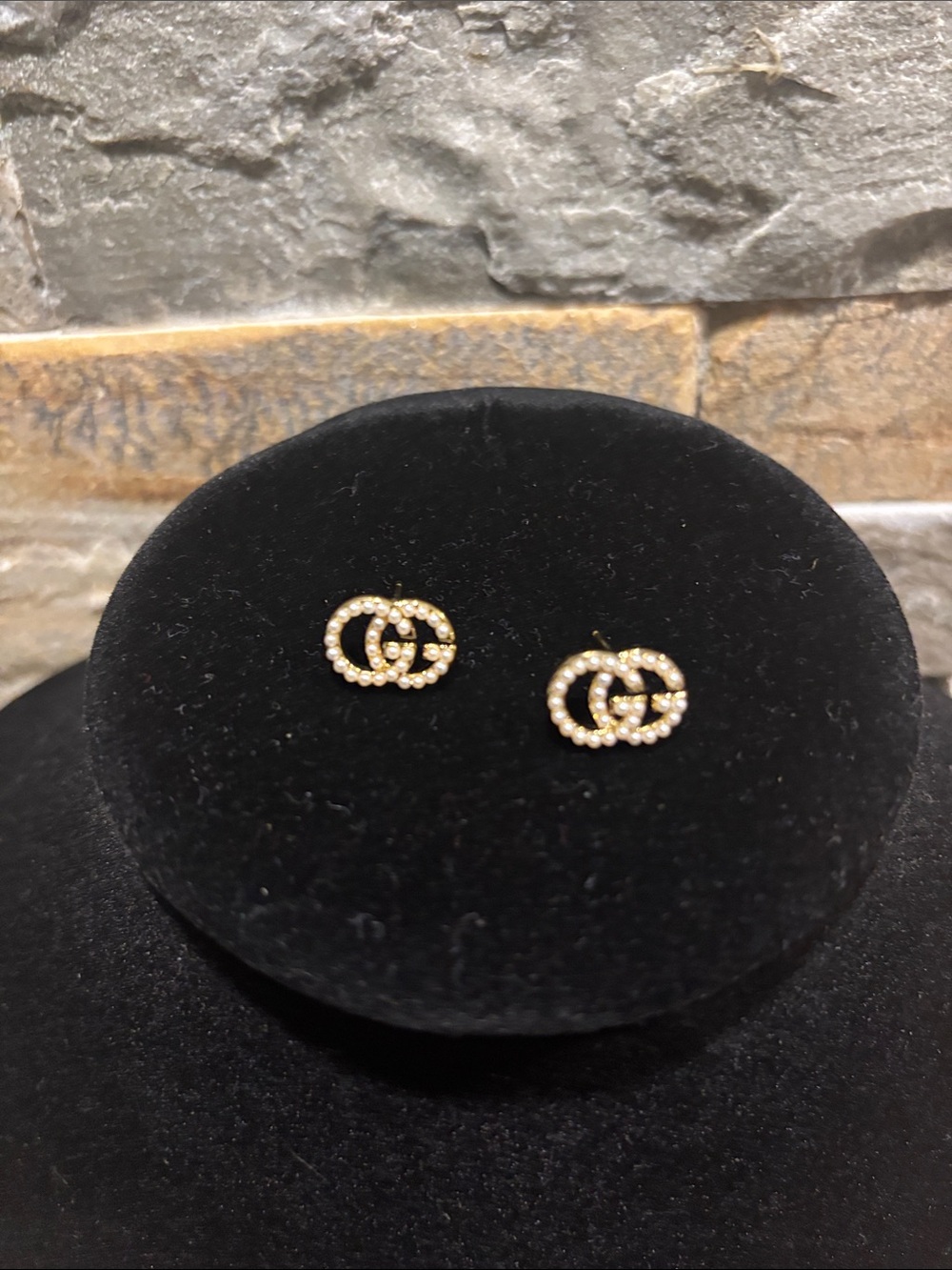 Gold Pearl GG Stud Earrings - Women Jewelry